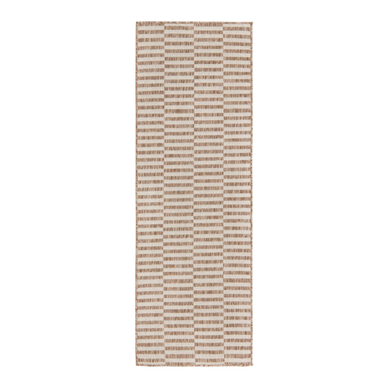 Robinson Striped Indoor / Outdoor Area Rug in Taupe/Ivory, Runner 2' x 8'