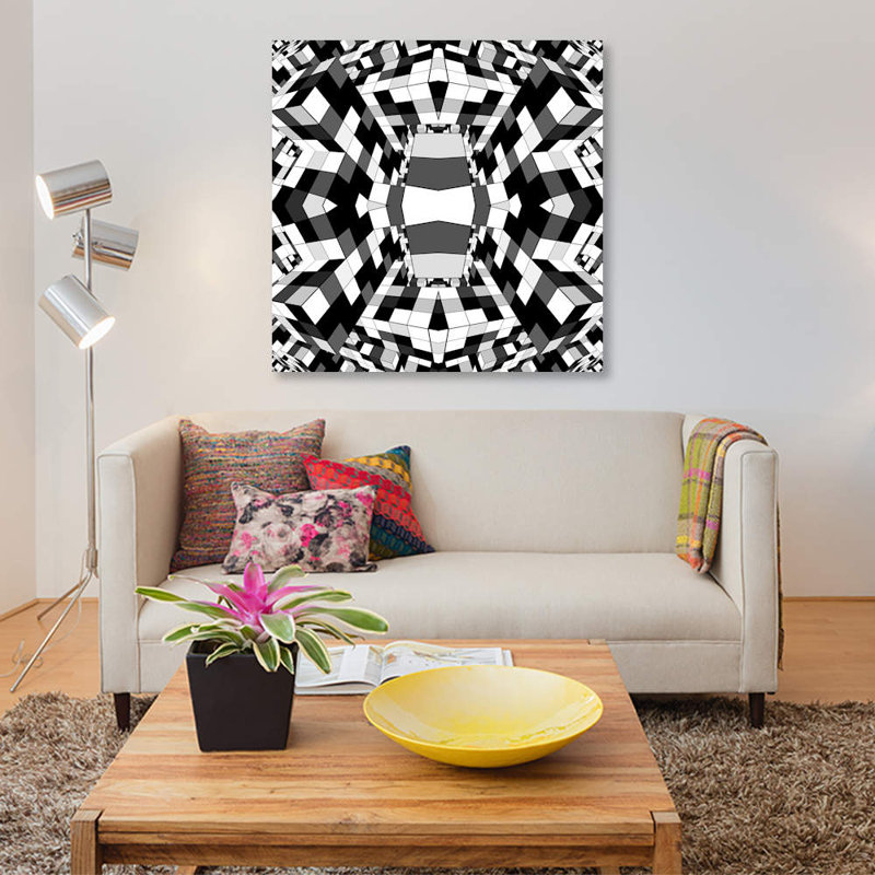 «Rubik Series III» par Barruf, impression sur toile tendue, H 18 po x l 18 po x P 1,5 po, Toile avec cadre noir, Pas de tapis