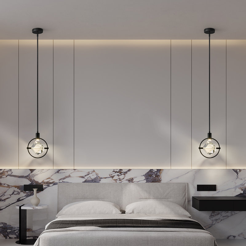 Luminaire suspendu en cristal Margoth, Noir