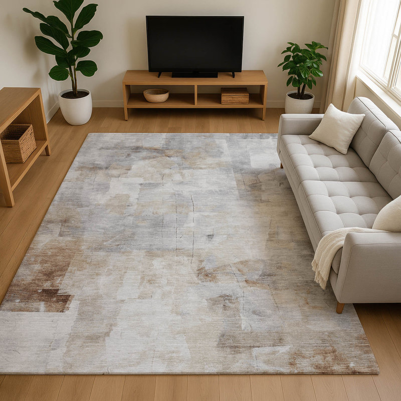 Tapis abstrait Premium Garett AMF1673 lavable à la machine, Rectangle 2 pi 6 po x 3 pi 10 po