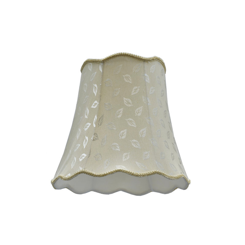Abat-jour cloche en tissu texturé jacquard 15 po (araignée) de couleur crème/or