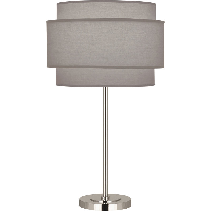 Decker Table Lamp, Polished Nickel, Smoke Gray