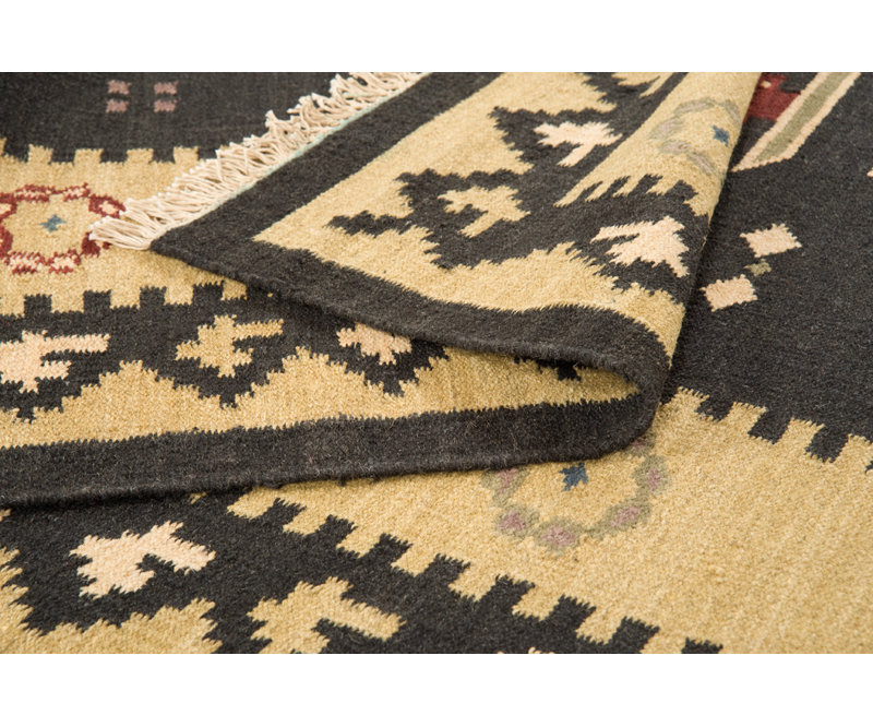 Tapis brun clair en laine noué à la main JiJum, Rectangle 5 pi x 8 pi