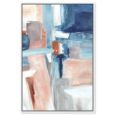 Peachy Blue Canvas Print Living Room Decor by Art Remedy, White Frame, 10 x 15