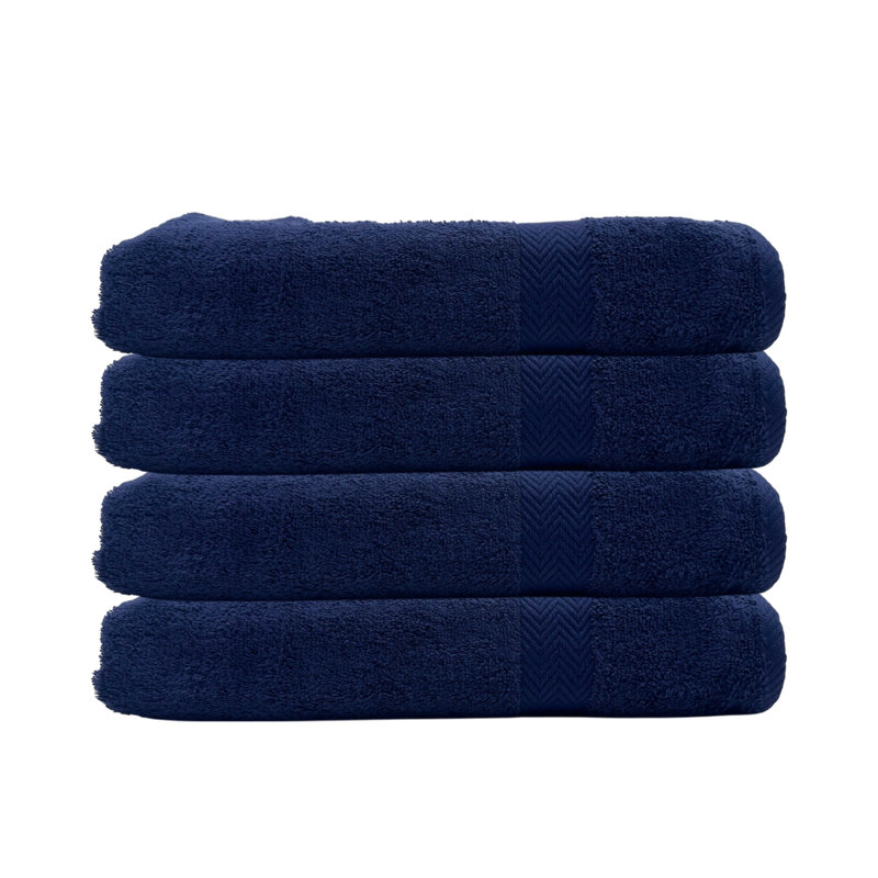 Summit 4 Piece Bath Towel Set, 100% Cotton, Navy