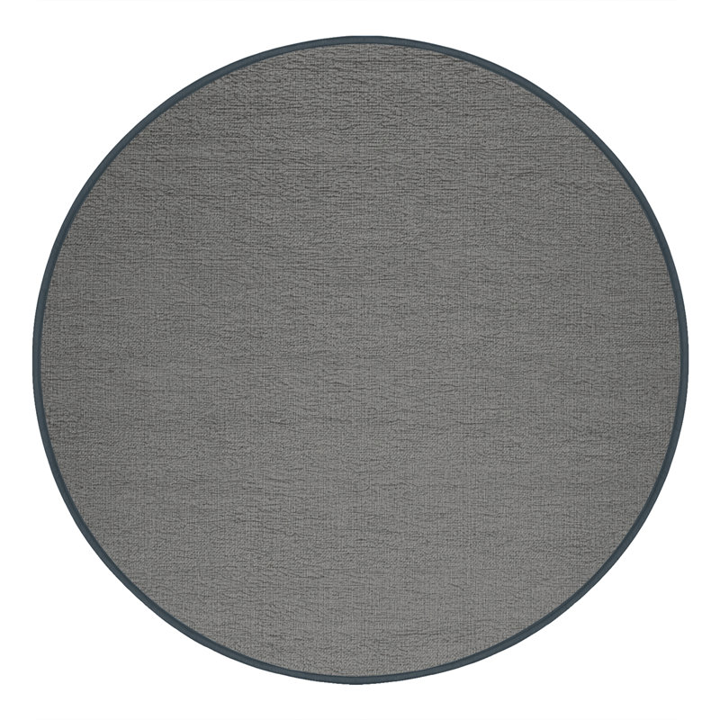Tapis gris uni lavable à la machine, Rond 3 pi