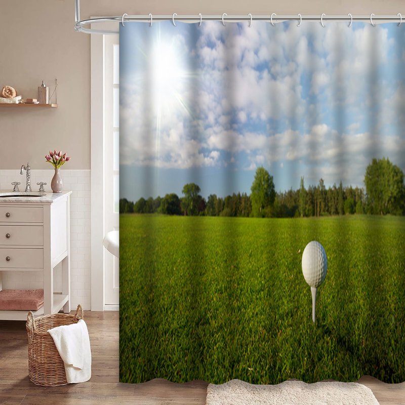 Rideau de douche avec 12 crochets Golf Sunset, L 72 po x l 78 po