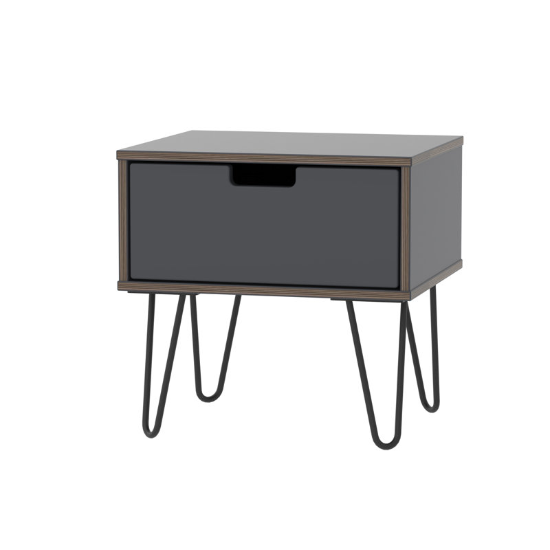 Fully Assembled Fairbury 1 Drawer Bedside Table, Graphite