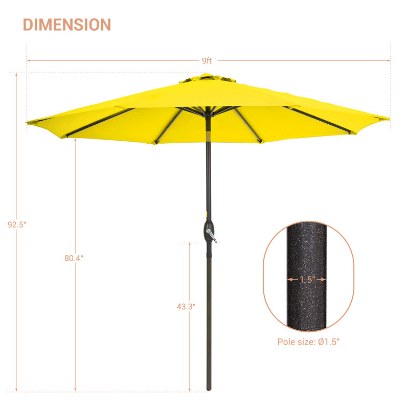 Parasol de marché rond 106,3 po Asyraf, Jaune