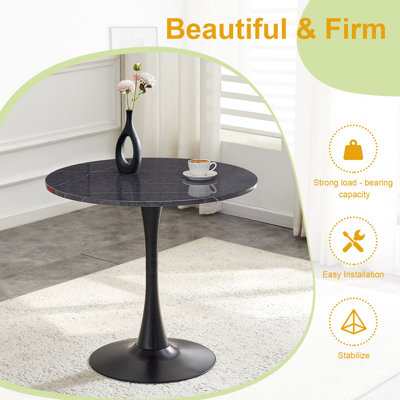 Space-Saving 4-Piece Round Dining Set, 31.5" Table with 4 Chairs, Modern Casual Design (White Table + 4 White Chairs)