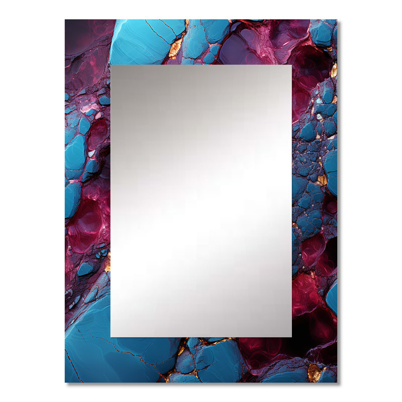 Miroir décoratif bleu et mauve, 32 po x 24 po