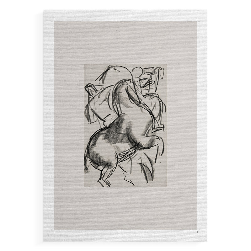 Croquis rétro XCVI - impression sur toile seulement - non encadrée, H 18 po x l 12 po