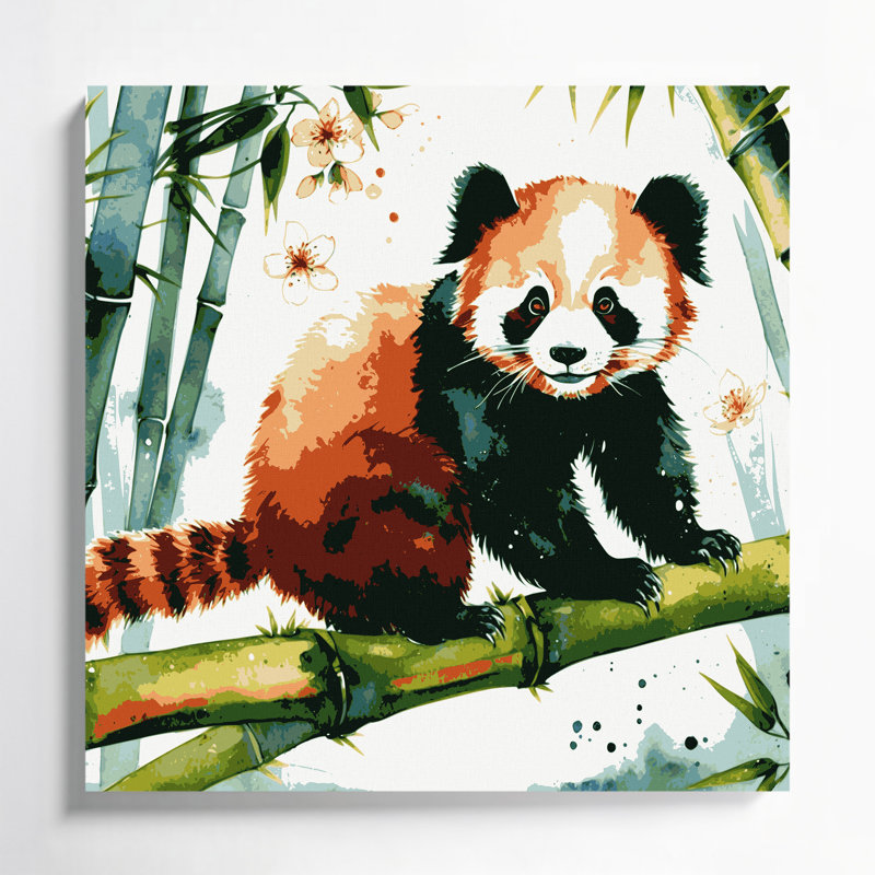 Wildlife Red Panda White Canvas Wall Art