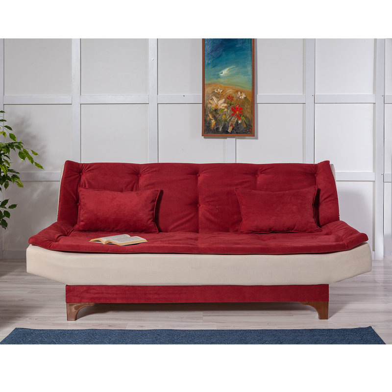 Canapé-lit sans accoudoirs de 74,8 po Cropsey, Rouge Claret / polyester crème