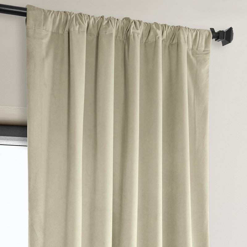 Loria Plush Velvet 100% Blackout Curtains For Bedroom, Living Room - Single Panel, Angora Beige, 50" W x 96" L