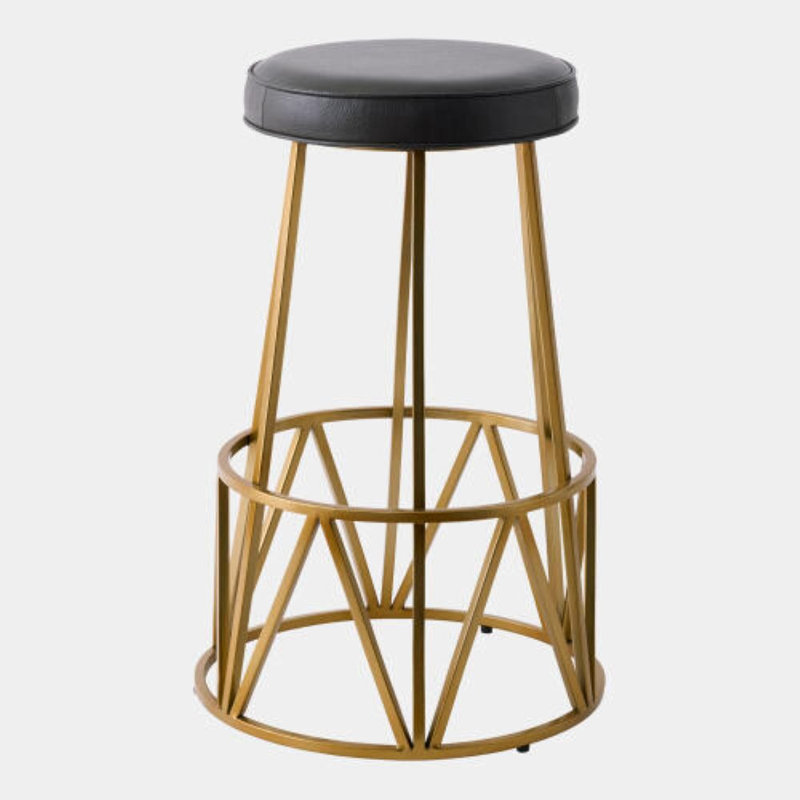 Circus Leather Accent Stool, Bblack