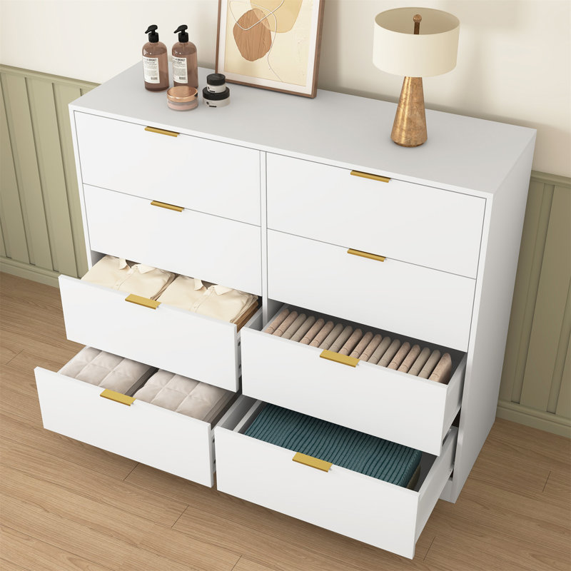 8 Drawers Dresser For Bedroom, White