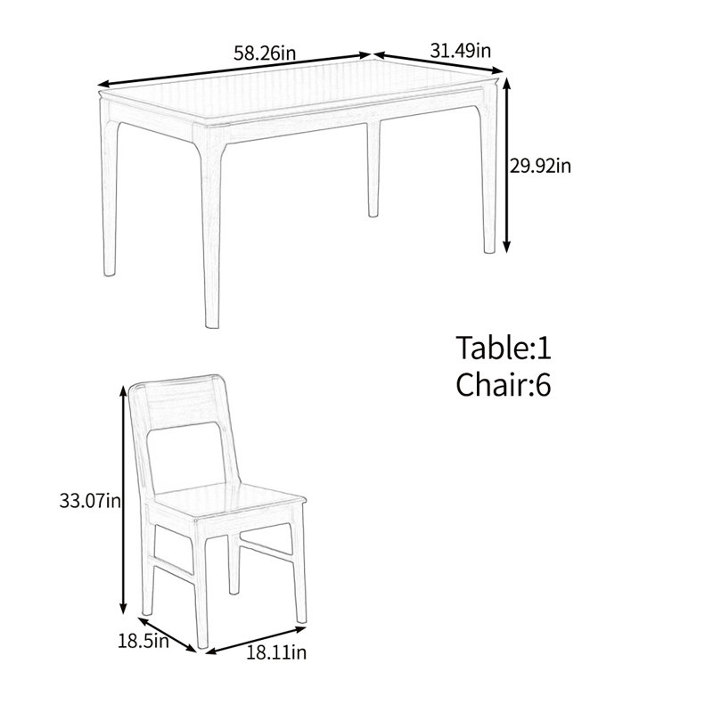 High quality simple solid wood table set, 7
