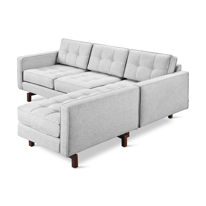 Jane 2 Loft Bi-Sectional, Bayview Silver Performance Twill, Walnut