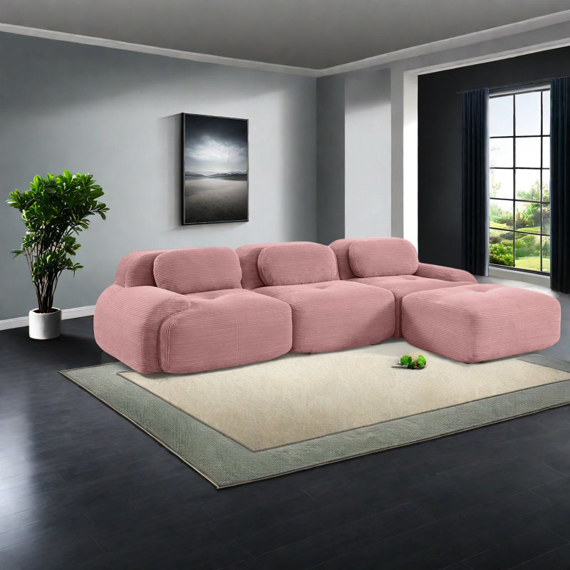 Canapés modulaires de luxe, velours côtelé adapté aux animaux de compagnie, conception ergonomique pour le salon