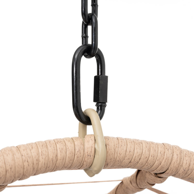 Balancelle d'extérieur en osier avec coussin, Naturel/noir