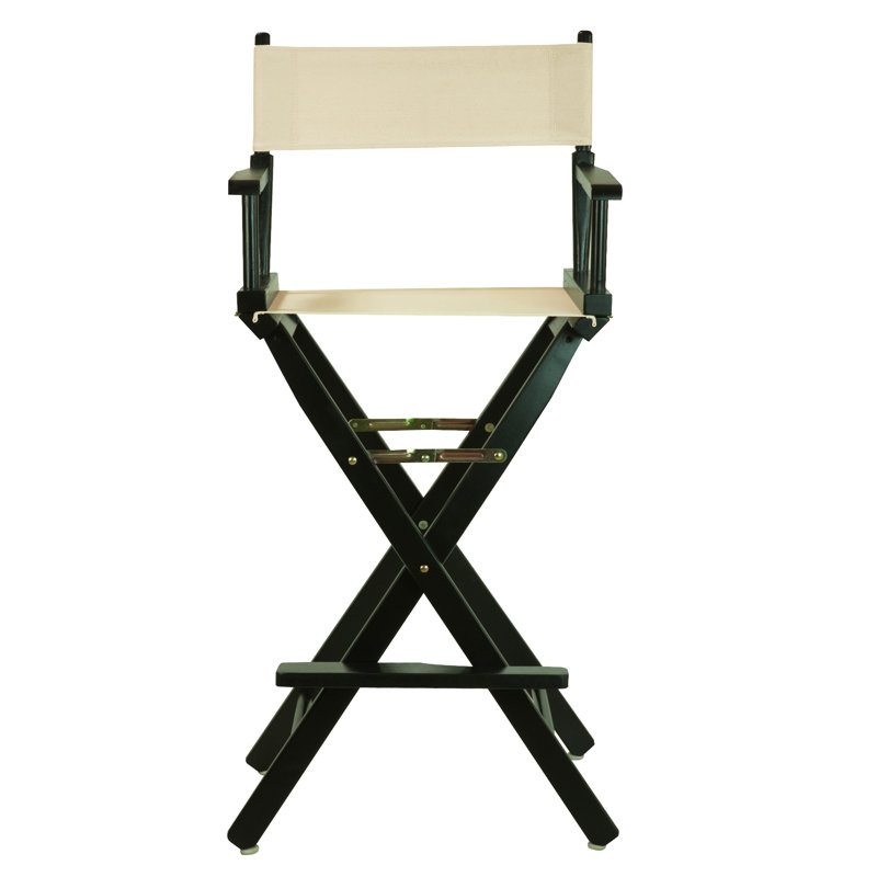 30" Folding Director Chair with Canvas, Natural/Wheat, Black