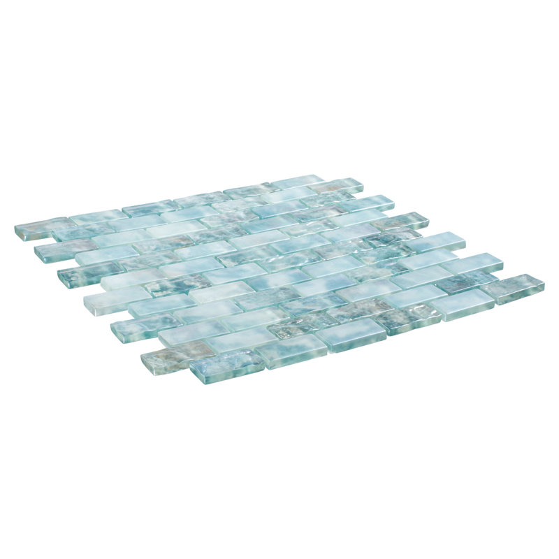 Zalo 1" x 2" Glass Brick Joint Mosaic Wall Tile, Celest