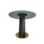 Table de ronde ronde moderne - plateau en verre trempé de 85 cm, pieds en bois noir avec base en métal doré