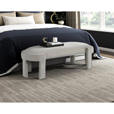 Banc rembourré en velours taupe à l'allure moderne, structure en contreplaqué, capacité de charge de 300 lb, H 54 po x 20 po x H 19 po pour cadre de tissu élégant d'entrée, siège en mousse haute densité, capacité de poids, assemblage requis
