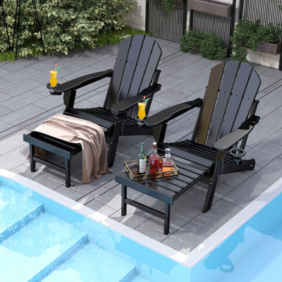 Mahowny High - Density Polyethylene Folding Adirondack Chair with Ottoman (Set of 2) by Dovecove