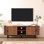 Meuble télé 62 po Mid-Century avec porte coulissante, console ovale moderne