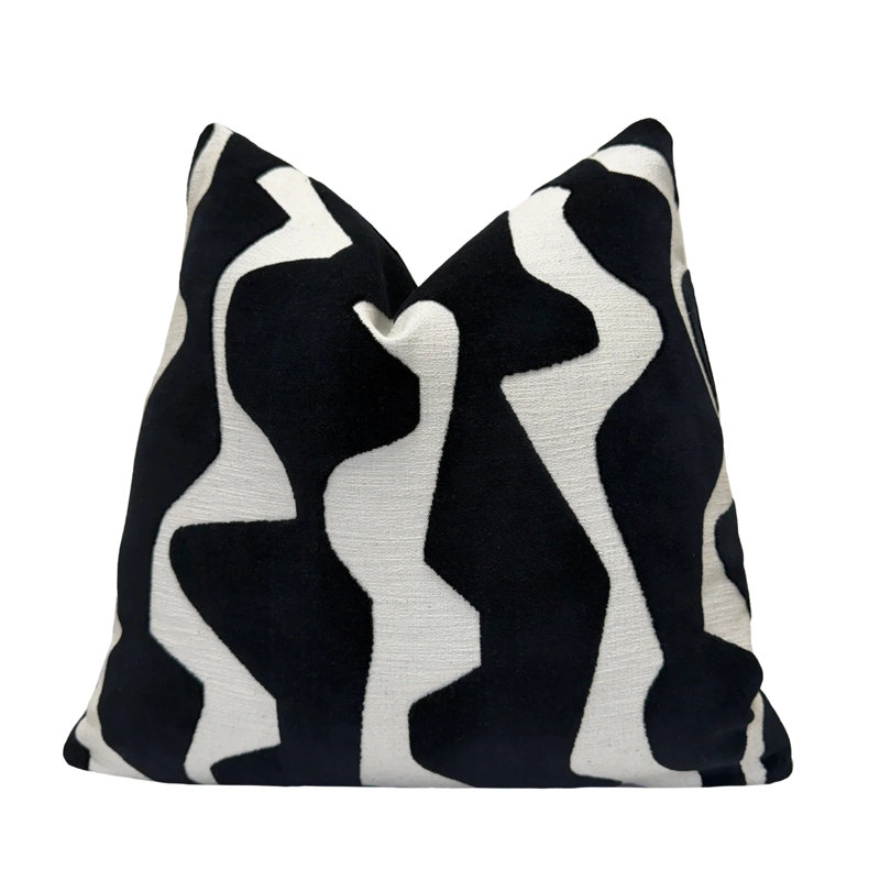 Housse de coussin en velours Abstract, Black, 22x22"