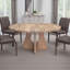 Umey Dining Table, 59 Inch Round Top W Cross Base, Brown Mango Wood