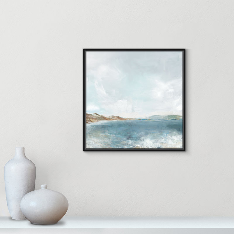 Echoes in Blue Print par PI Studio, H 25,5 po x l 25,5 po, Cadre flottant noir