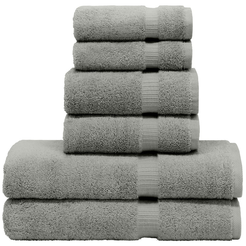 Ensemble de serviettes 6 pièces 100% coton, Gris