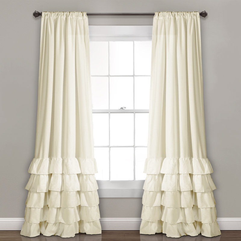 Paire de rideaux semi-transparents avec passe-tringle Allison, Ivoire, L 40 po x L 84 po