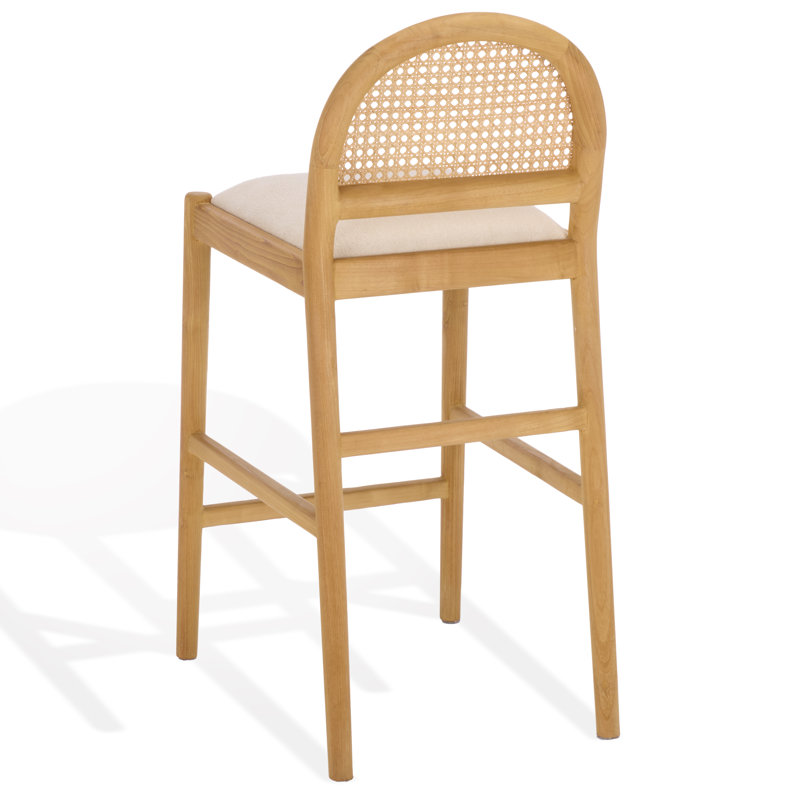 Laylie Rattan And Leather Counter Stool, Natura/Boucle