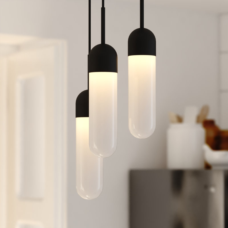 Luminaire suspendu contemporain 3L Treveion, Noir mat