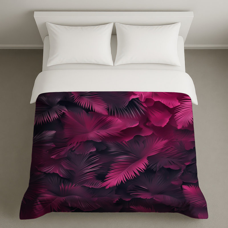 Housses de couette feuilles de palmier rose, Lit simple