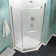 Castle Series 49" W x 72" H Hinged Semi-Frameless Shower Door with Tsunami Guard