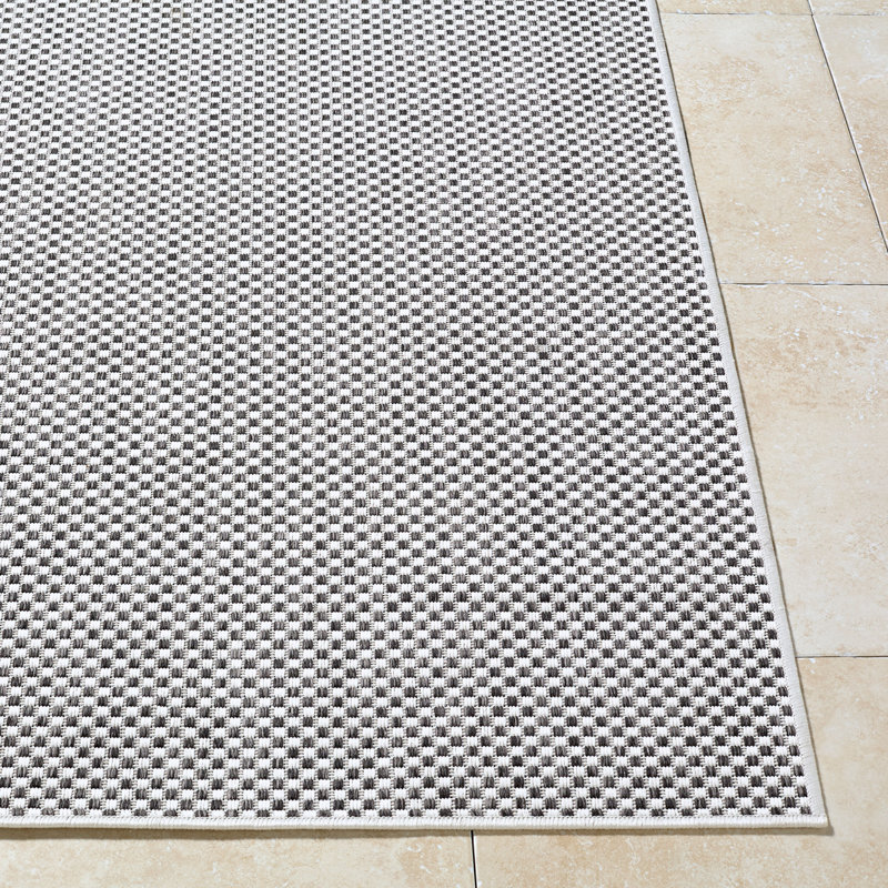 Galey Alix x Livabliss Barberry Outdoor Machine Woven Rug, Rectangle 5'3" x 7', Gray
