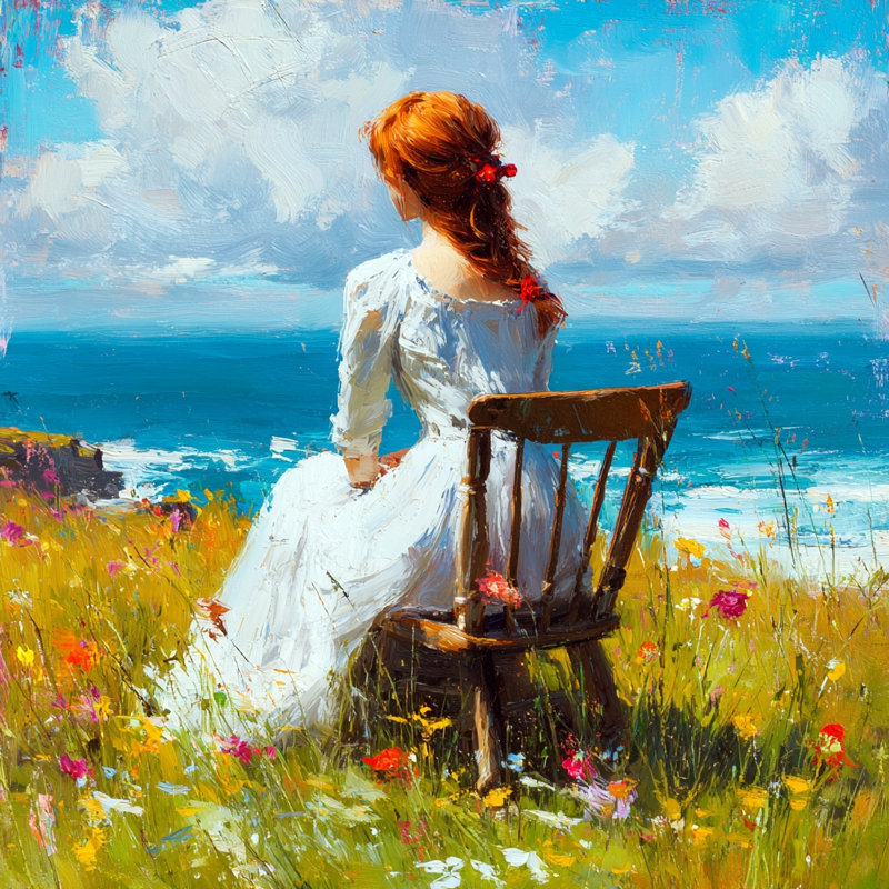 «Seaside Chair Morning», art mural sur toile tendue, L 12 po x H 12 po x P 1 po