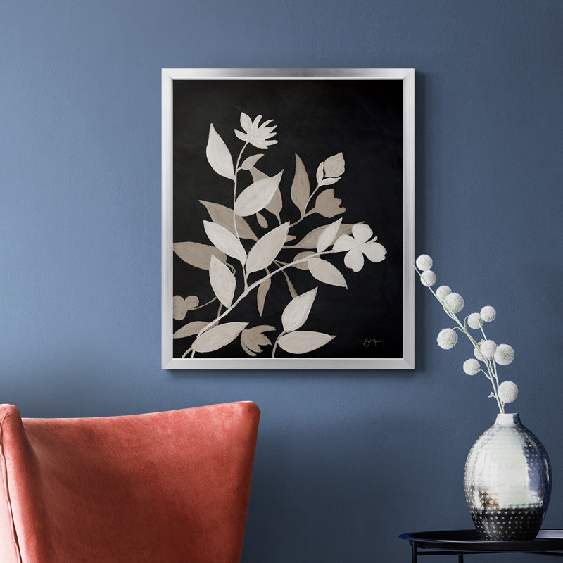 Silhouette de minuit I, toile encadrée de qualité supérieure - prête à être accrochée, Argent, H 24 po x l 20 po