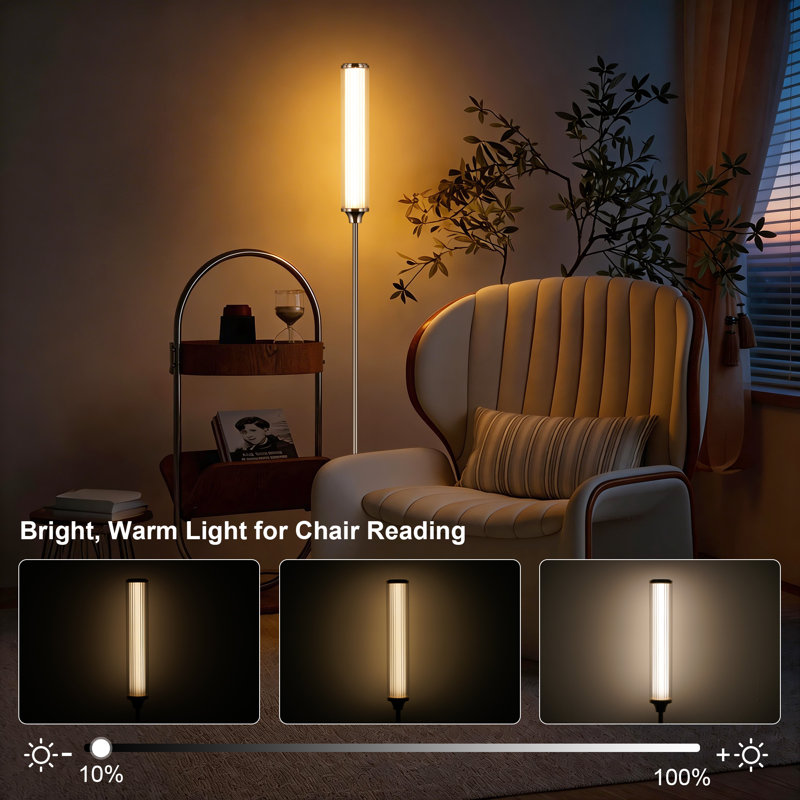 69" Smart RGB Floor Lamp Color Changing with Music Sync App and Remote Control Corner  for Party Living Room, Gold
