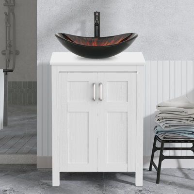 24 po X P 19 po P 36,4 po Meuble-lavabo autoportant H blanc avec plateau blanc