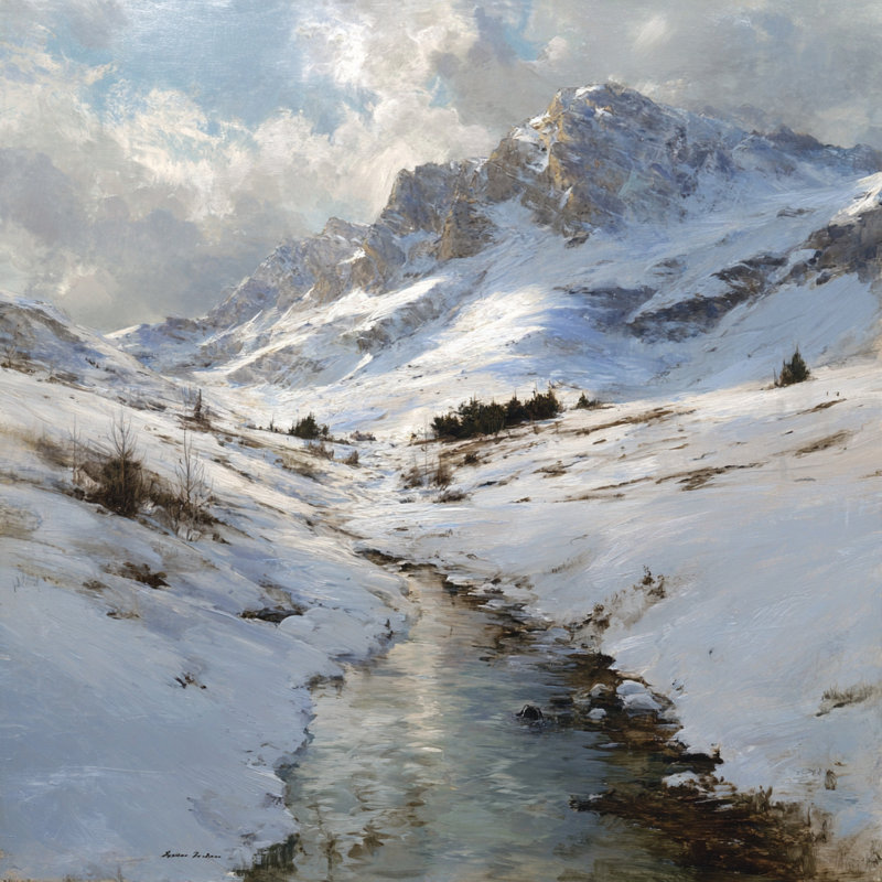 «Winter Ridge Light Mountain», art mural sur toile tendue, 30 po x 30 po