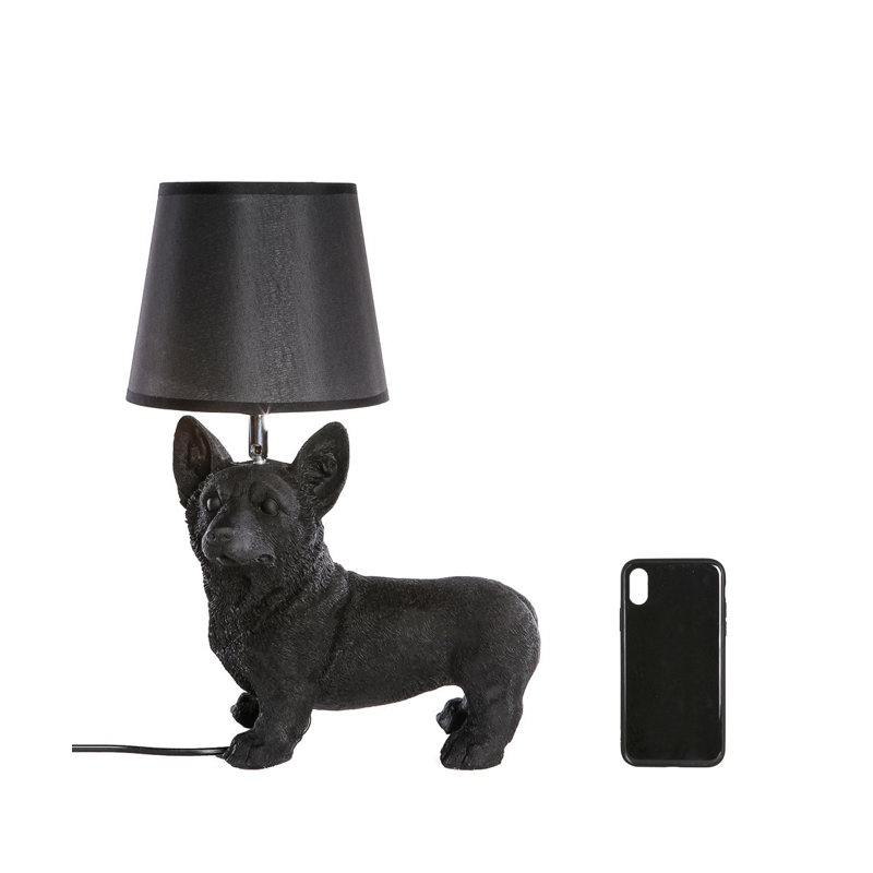 Lampe de chevet noire en résine 16,5 po