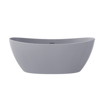 64.96" Freestanding Soaking Solid Surface Bathtub