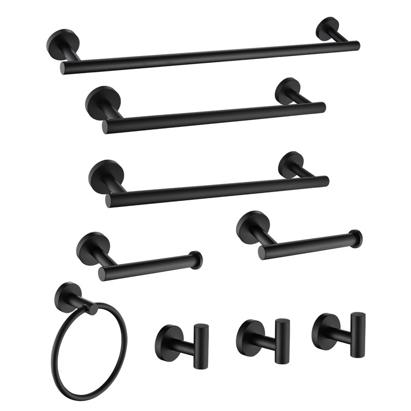 9 - Piece Bathroom Hardware Set, Matte Black