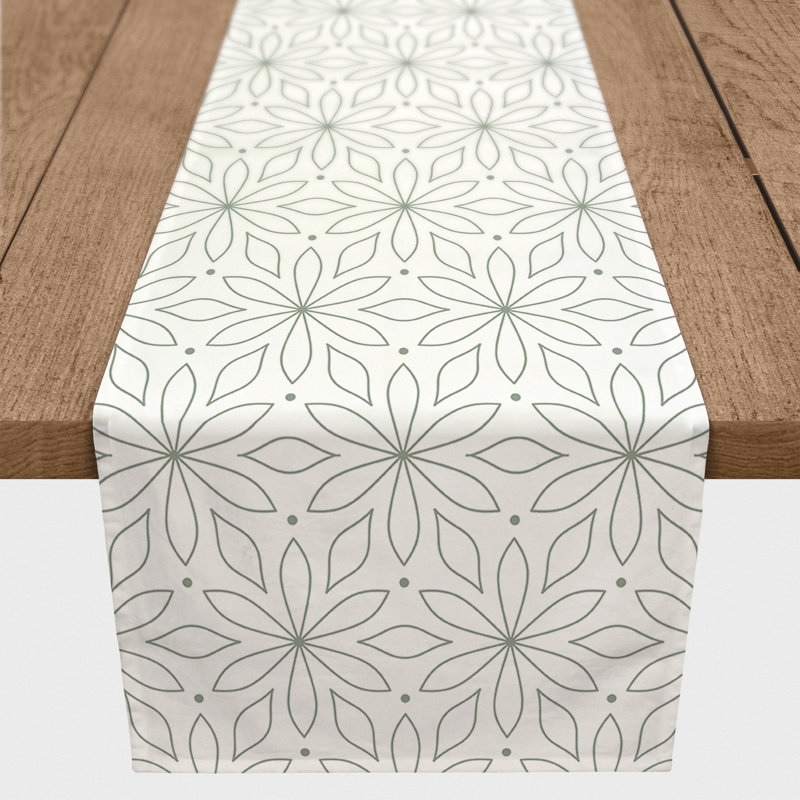 Aislyn Rectangle Floral Polyester Table Runner, 90" x 16", Green